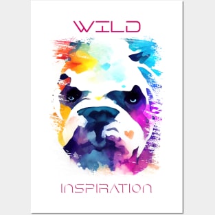 English Bulldog Dog Wild Nature Animal Colors Art Painting Posters and Art